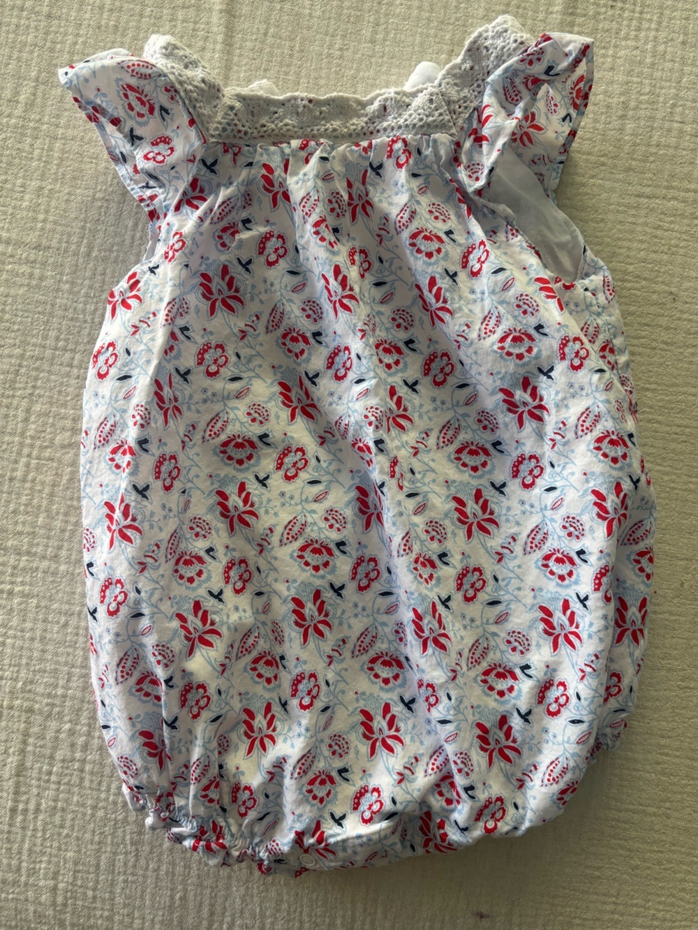 Janie and Jack Floral Bloomer - White, Red, Blue